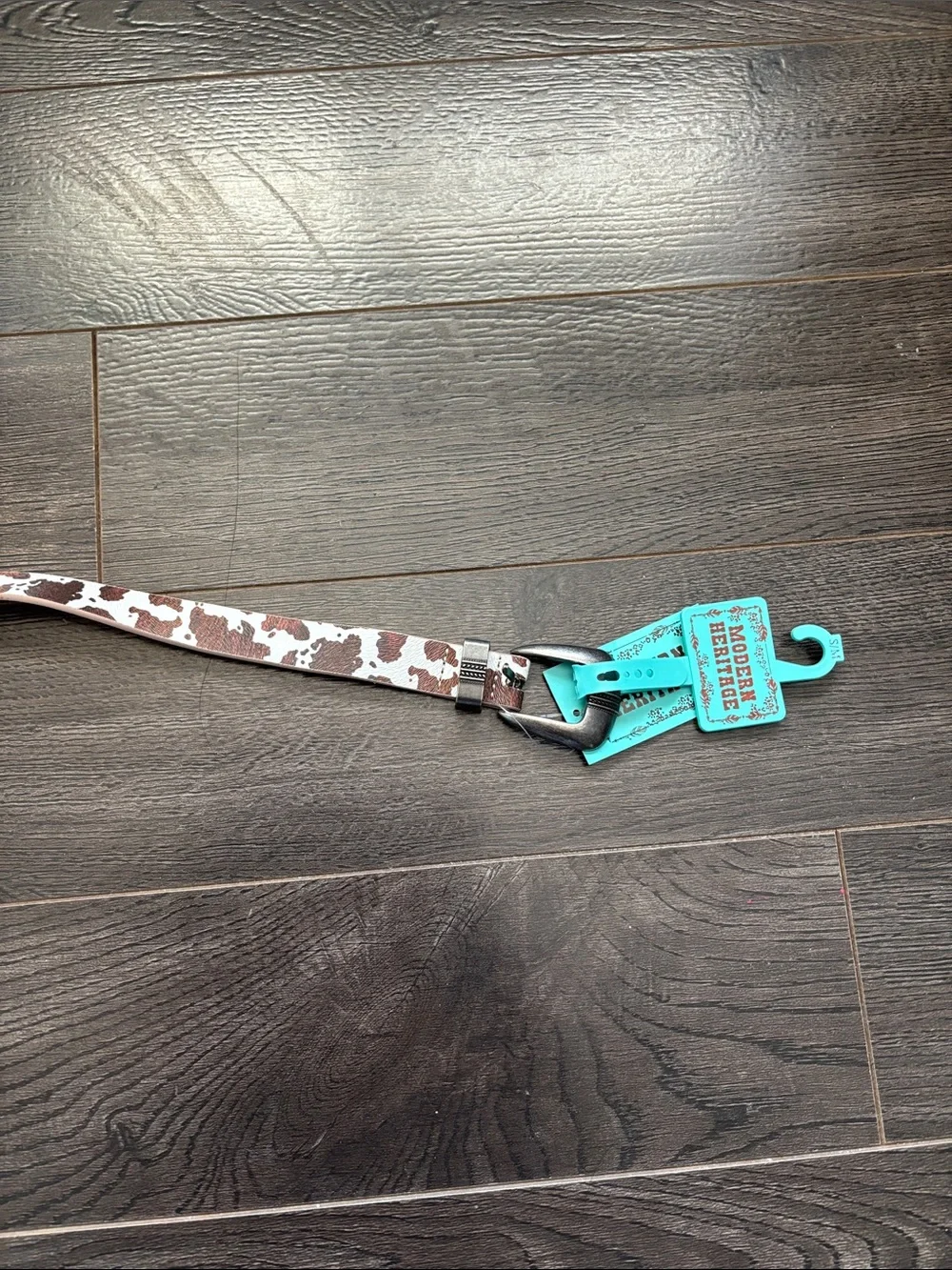 Brown & White Cow Print Belt
